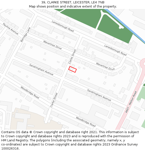 39, CLARKE STREET, LEICESTER, LE4 7NB: Location map and indicative extent of plot