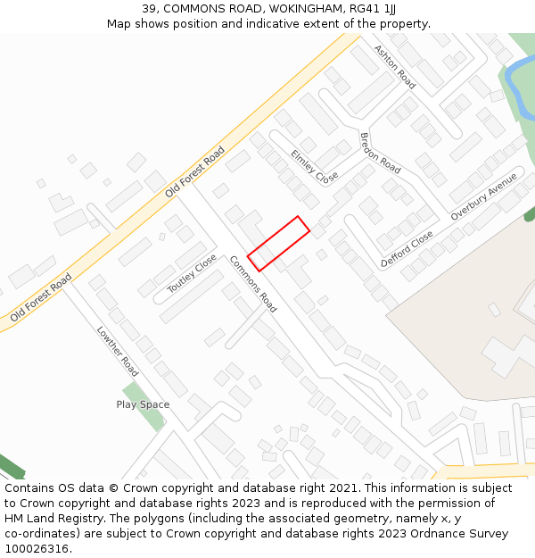 39, COMMONS ROAD, WOKINGHAM, RG41 1JJ: Location map and indicative extent of plot