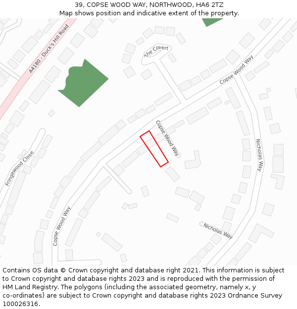 39, COPSE WOOD WAY, NORTHWOOD, HA6 2TZ: Location map and indicative extent of plot
