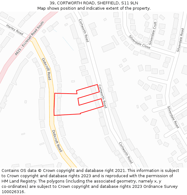 39, CORTWORTH ROAD, SHEFFIELD, S11 9LN: Location map and indicative extent of plot