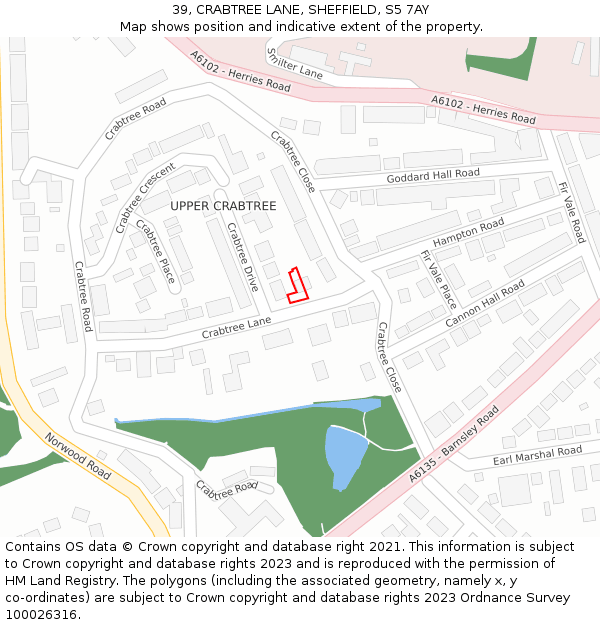 39, CRABTREE LANE, SHEFFIELD, S5 7AY: Location map and indicative extent of plot