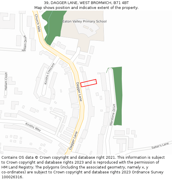 39, DAGGER LANE, WEST BROMWICH, B71 4BT: Location map and indicative extent of plot