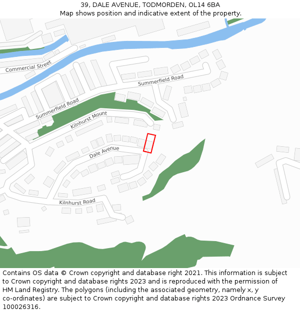 39, DALE AVENUE, TODMORDEN, OL14 6BA: Location map and indicative extent of plot