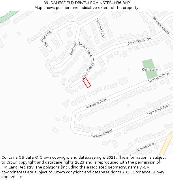 39, DANESFIELD DRIVE, LEOMINSTER, HR6 8HP: Location map and indicative extent of plot