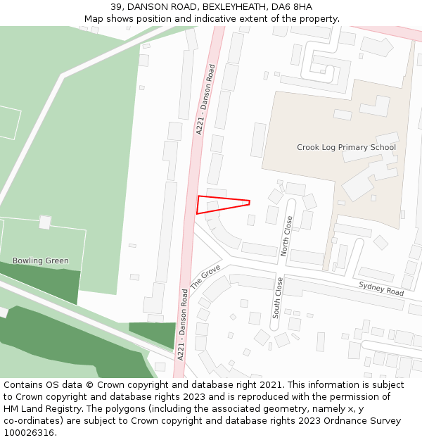 39, DANSON ROAD, BEXLEYHEATH, DA6 8HA: Location map and indicative extent of plot