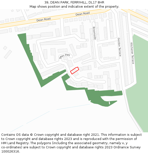 39, DEAN PARK, FERRYHILL, DL17 8HR: Location map and indicative extent of plot