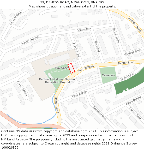 39, DENTON ROAD, NEWHAVEN, BN9 0PX: Location map and indicative extent of plot