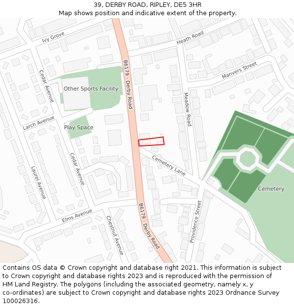 39, DERBY ROAD, RIPLEY, DE5 3HR: Location map and indicative extent of plot