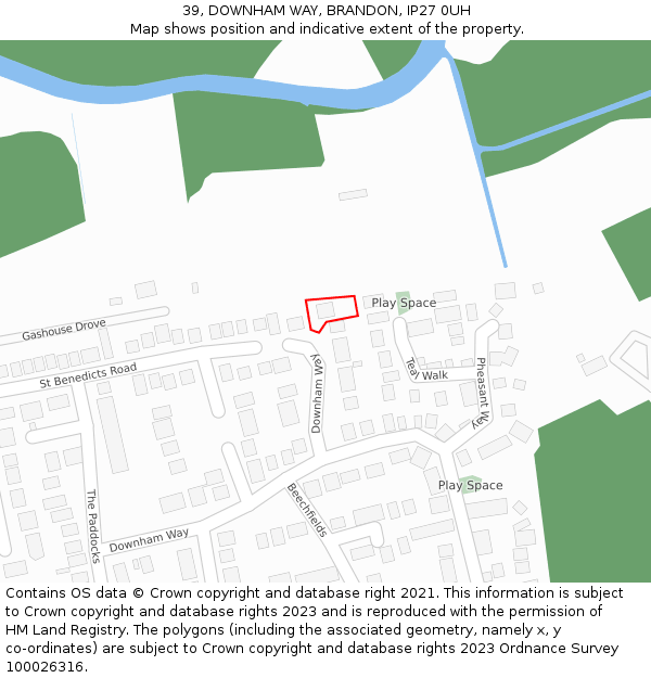 39, DOWNHAM WAY, BRANDON, IP27 0UH: Location map and indicative extent of plot