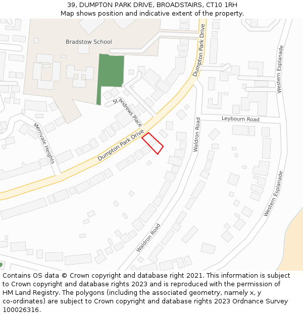 39, DUMPTON PARK DRIVE, BROADSTAIRS, CT10 1RH: Location map and indicative extent of plot