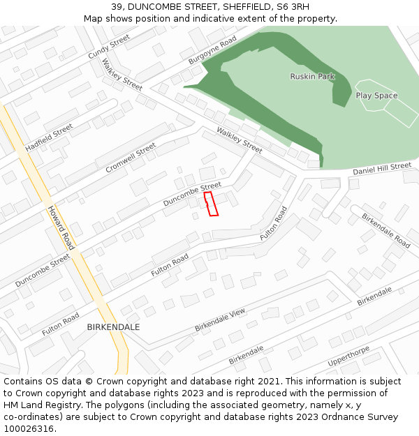 39, DUNCOMBE STREET, SHEFFIELD, S6 3RH: Location map and indicative extent of plot