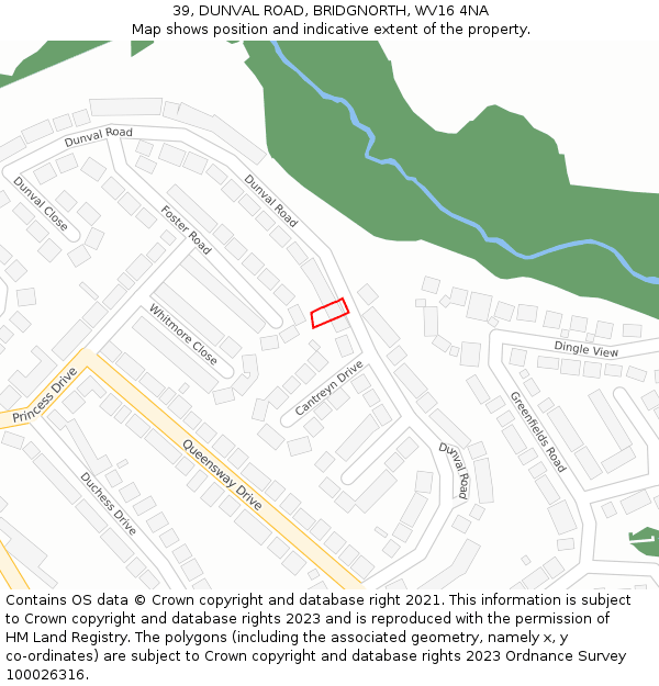 39, DUNVAL ROAD, BRIDGNORTH, WV16 4NA: Location map and indicative extent of plot