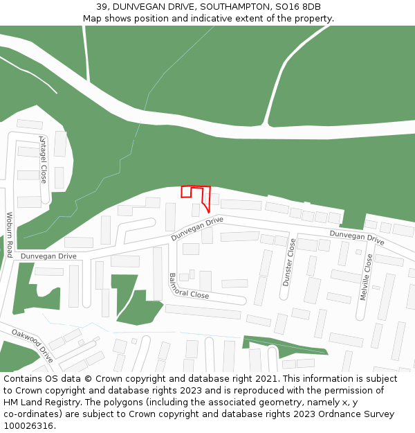 39, DUNVEGAN DRIVE, SOUTHAMPTON, SO16 8DB: Location map and indicative extent of plot