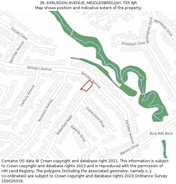 39, EARLSDON AVENUE, MIDDLESBROUGH, TS5 8JR: Location map and indicative extent of plot