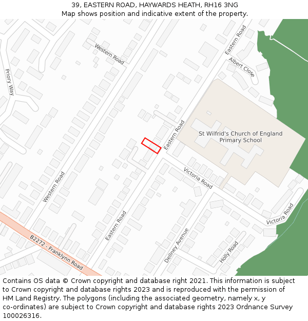 39, EASTERN ROAD, HAYWARDS HEATH, RH16 3NG: Location map and indicative extent of plot