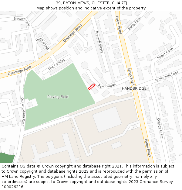 39, EATON MEWS, CHESTER, CH4 7EJ: Location map and indicative extent of plot