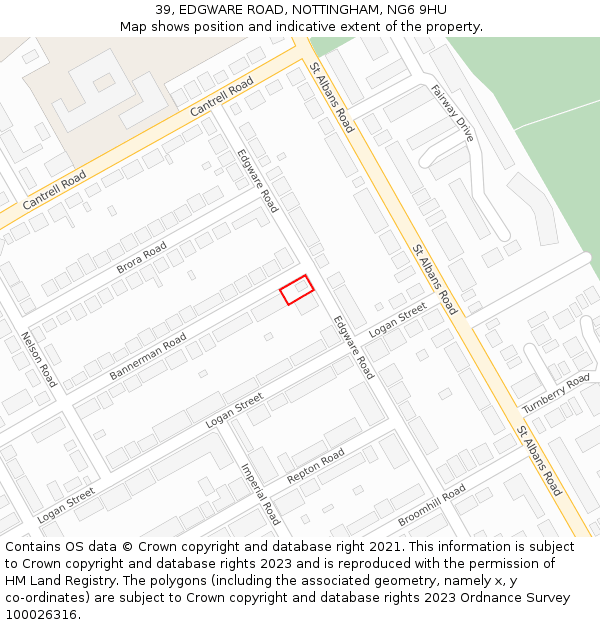 39, EDGWARE ROAD, NOTTINGHAM, NG6 9HU: Location map and indicative extent of plot