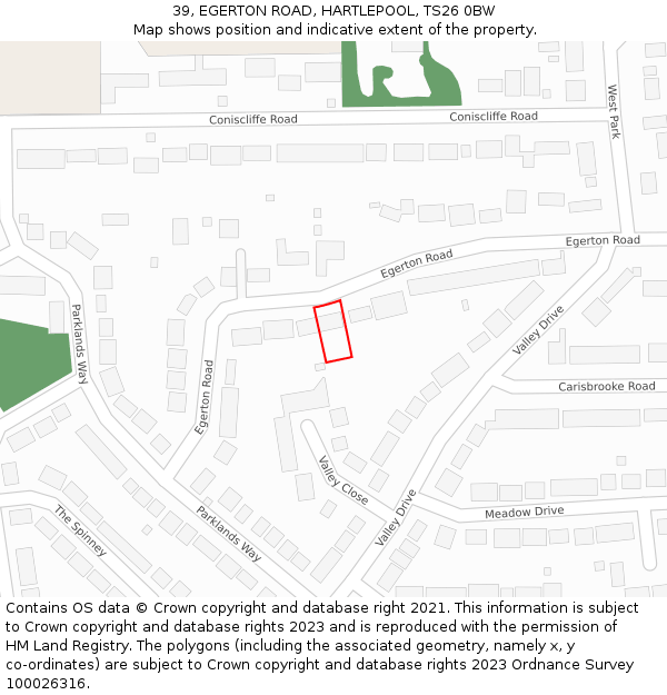 39, EGERTON ROAD, HARTLEPOOL, TS26 0BW: Location map and indicative extent of plot