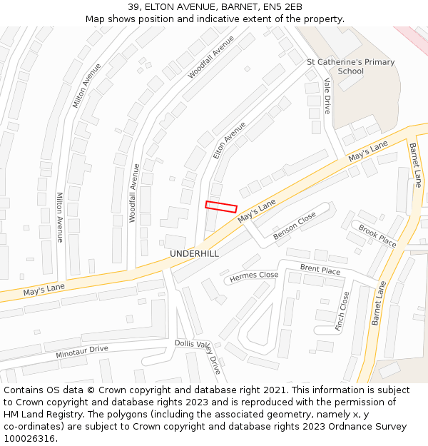 39, ELTON AVENUE, BARNET, EN5 2EB: Location map and indicative extent of plot