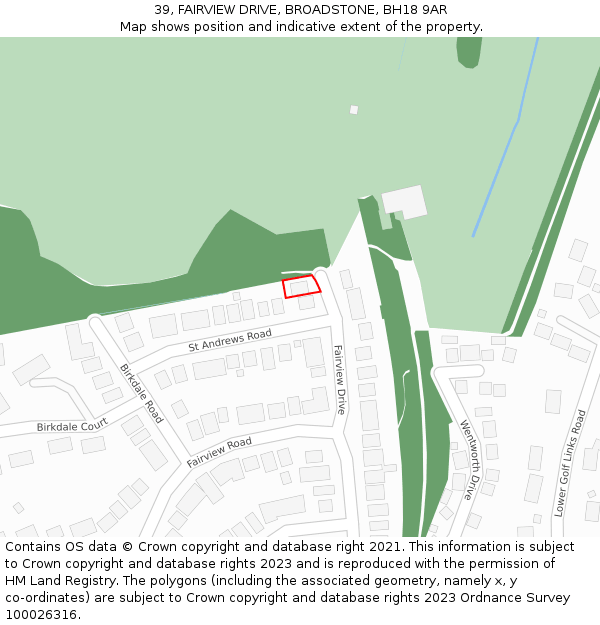39, FAIRVIEW DRIVE, BROADSTONE, BH18 9AR: Location map and indicative extent of plot