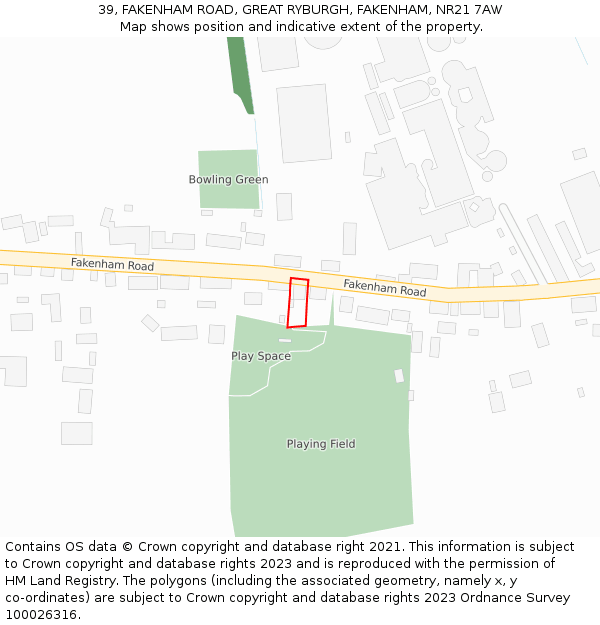 39, FAKENHAM ROAD, GREAT RYBURGH, FAKENHAM, NR21 7AW: Location map and indicative extent of plot