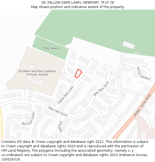 39, FALLOW DEER LAWN, NEWPORT, TF10 7JF: Location map and indicative extent of plot