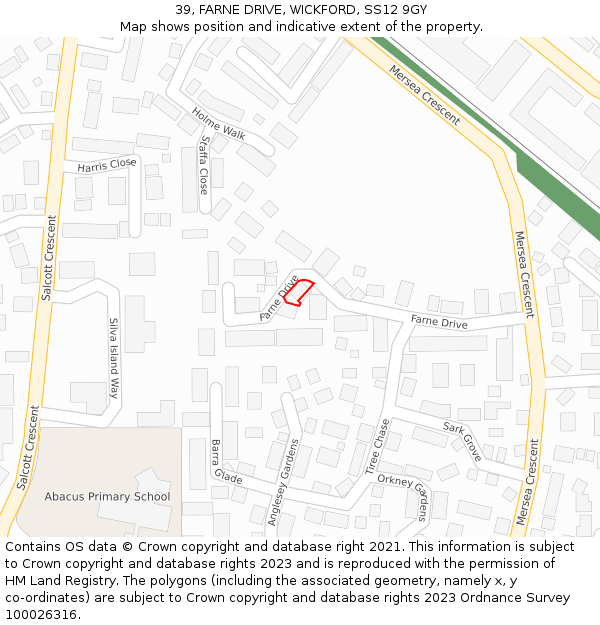 39, FARNE DRIVE, WICKFORD, SS12 9GY: Location map and indicative extent of plot