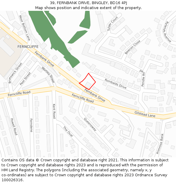 39, FERNBANK DRIVE, BINGLEY, BD16 4PJ: Location map and indicative extent of plot