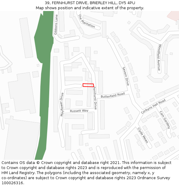 39, FERNHURST DRIVE, BRIERLEY HILL, DY5 4PU: Location map and indicative extent of plot