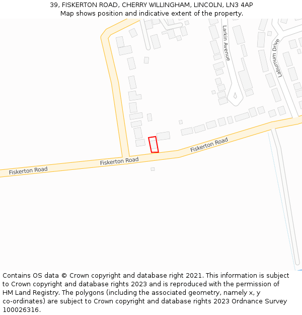 39, FISKERTON ROAD, CHERRY WILLINGHAM, LINCOLN, LN3 4AP: Location map and indicative extent of plot