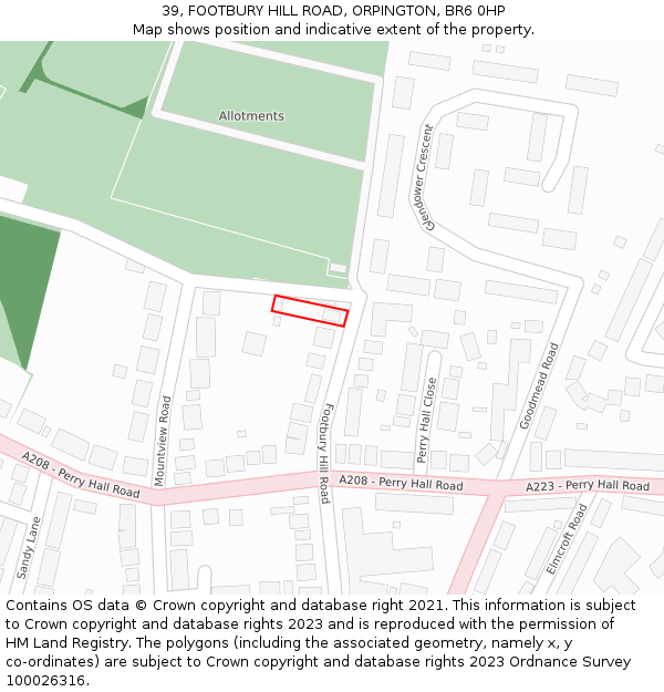 39, FOOTBURY HILL ROAD, ORPINGTON, BR6 0HP: Location map and indicative extent of plot