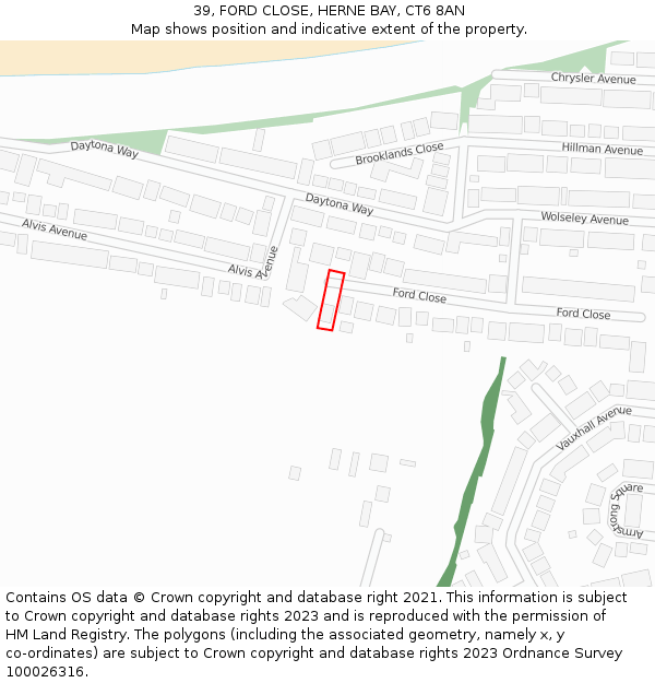 39, FORD CLOSE, HERNE BAY, CT6 8AN: Location map and indicative extent of plot