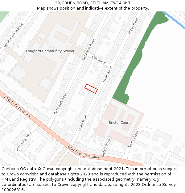 39, FRUEN ROAD, FELTHAM, TW14 9NT: Location map and indicative extent of plot