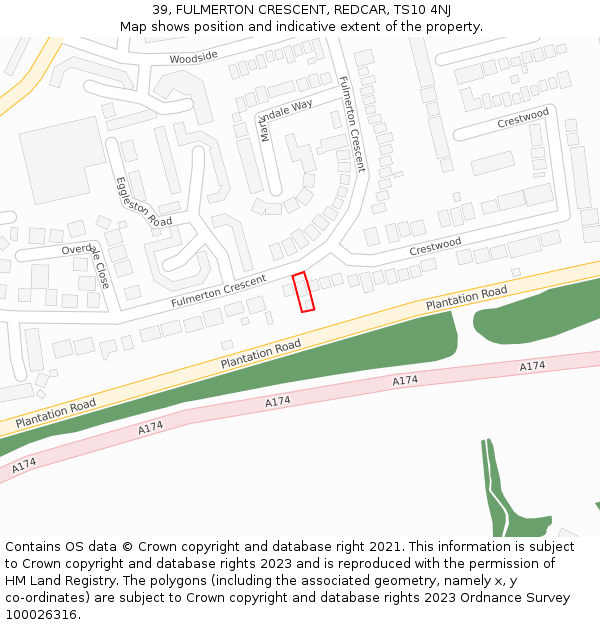 39, FULMERTON CRESCENT, REDCAR, TS10 4NJ: Location map and indicative extent of plot