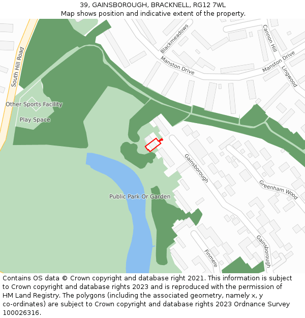 39, GAINSBOROUGH, BRACKNELL, RG12 7WL: Location map and indicative extent of plot