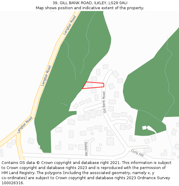 39, GILL BANK ROAD, ILKLEY, LS29 0AU: Location map and indicative extent of plot