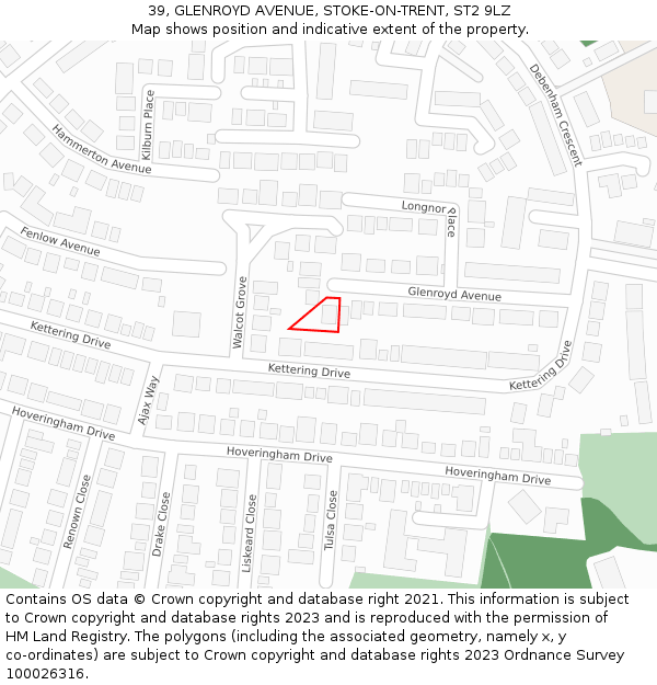 39, GLENROYD AVENUE, STOKE-ON-TRENT, ST2 9LZ: Location map and indicative extent of plot