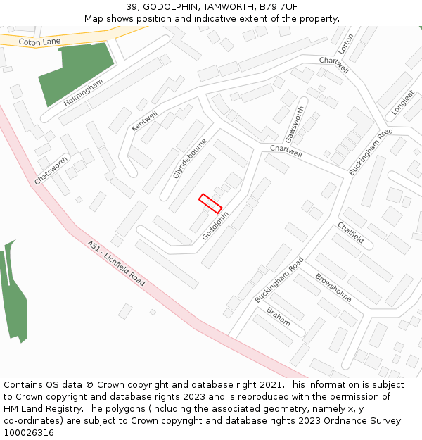 39, GODOLPHIN, TAMWORTH, B79 7UF: Location map and indicative extent of plot