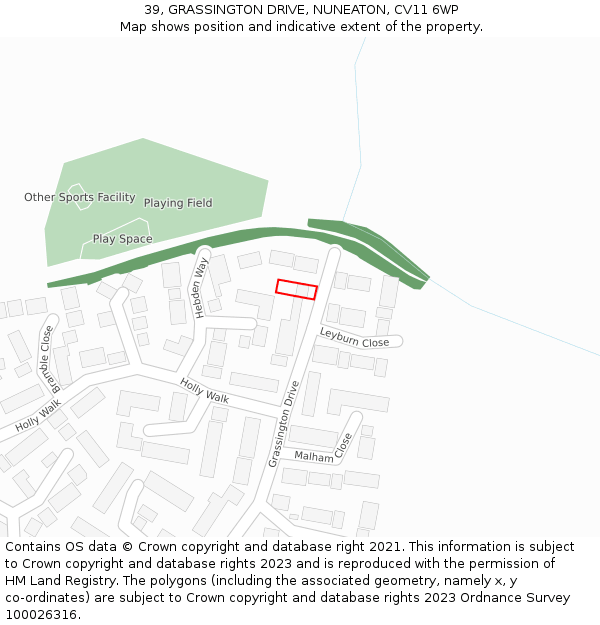 39, GRASSINGTON DRIVE, NUNEATON, CV11 6WP: Location map and indicative extent of plot