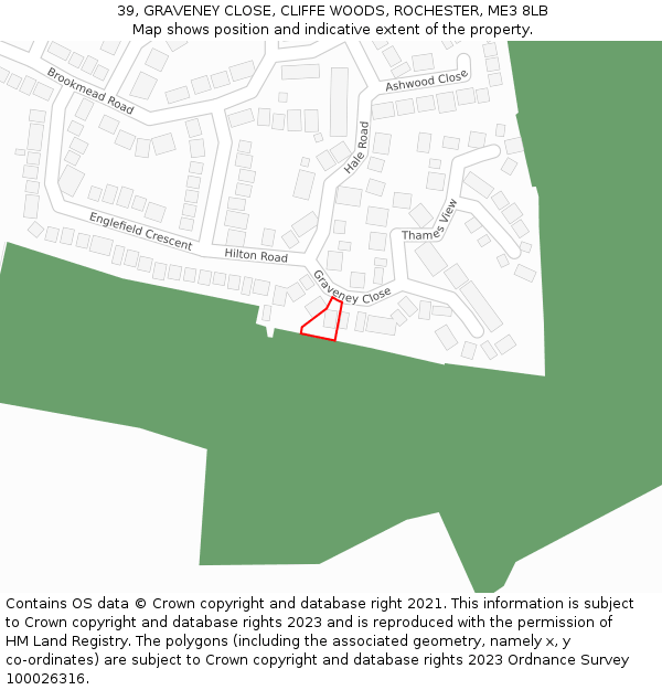 39, GRAVENEY CLOSE, CLIFFE WOODS, ROCHESTER, ME3 8LB: Location map and indicative extent of plot