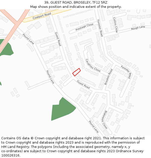 39, GUEST ROAD, BROSELEY, TF12 5RZ: Location map and indicative extent of plot