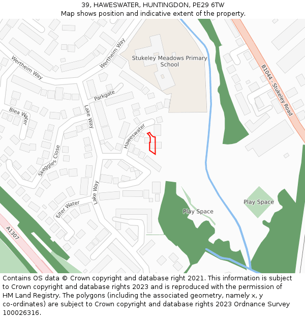 39, HAWESWATER, HUNTINGDON, PE29 6TW: Location map and indicative extent of plot