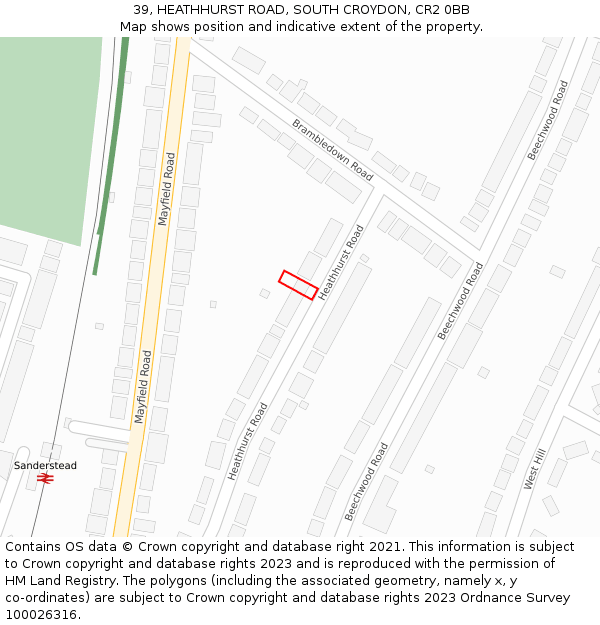 39, HEATHHURST ROAD, SOUTH CROYDON, CR2 0BB: Location map and indicative extent of plot