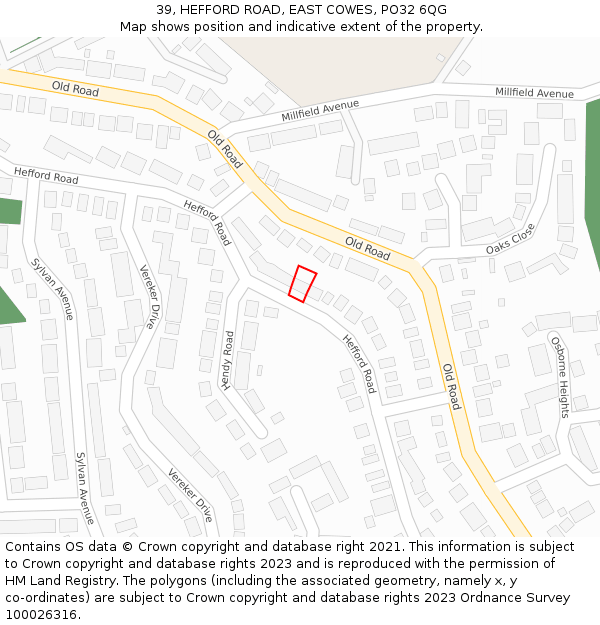 39, HEFFORD ROAD, EAST COWES, PO32 6QG: Location map and indicative extent of plot