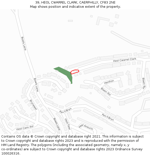 39, HEOL CWARREL CLARK, CAERPHILLY, CF83 2NE: Location map and indicative extent of plot