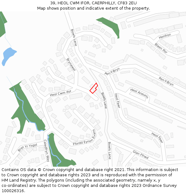 39, HEOL CWM IFOR, CAERPHILLY, CF83 2EU: Location map and indicative extent of plot