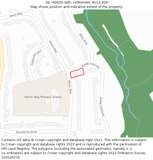 39, HERON WAY, HORSHAM, RH13 6DP: Location map and indicative extent of plot