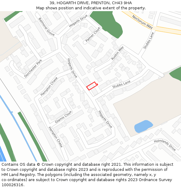 39, HOGARTH DRIVE, PRENTON, CH43 9HA: Location map and indicative extent of plot