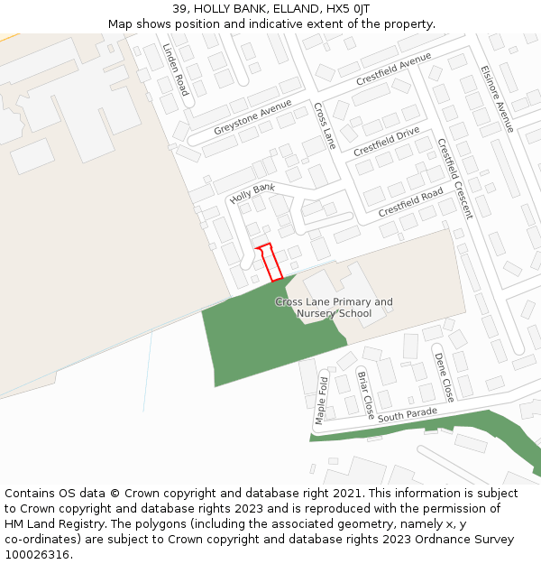 39, HOLLY BANK, ELLAND, HX5 0JT: Location map and indicative extent of plot