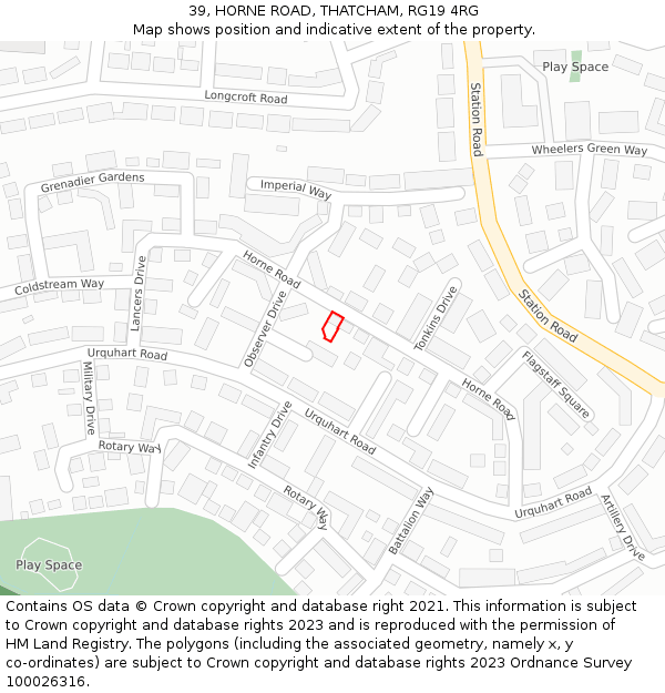 39, HORNE ROAD, THATCHAM, RG19 4RG: Location map and indicative extent of plot